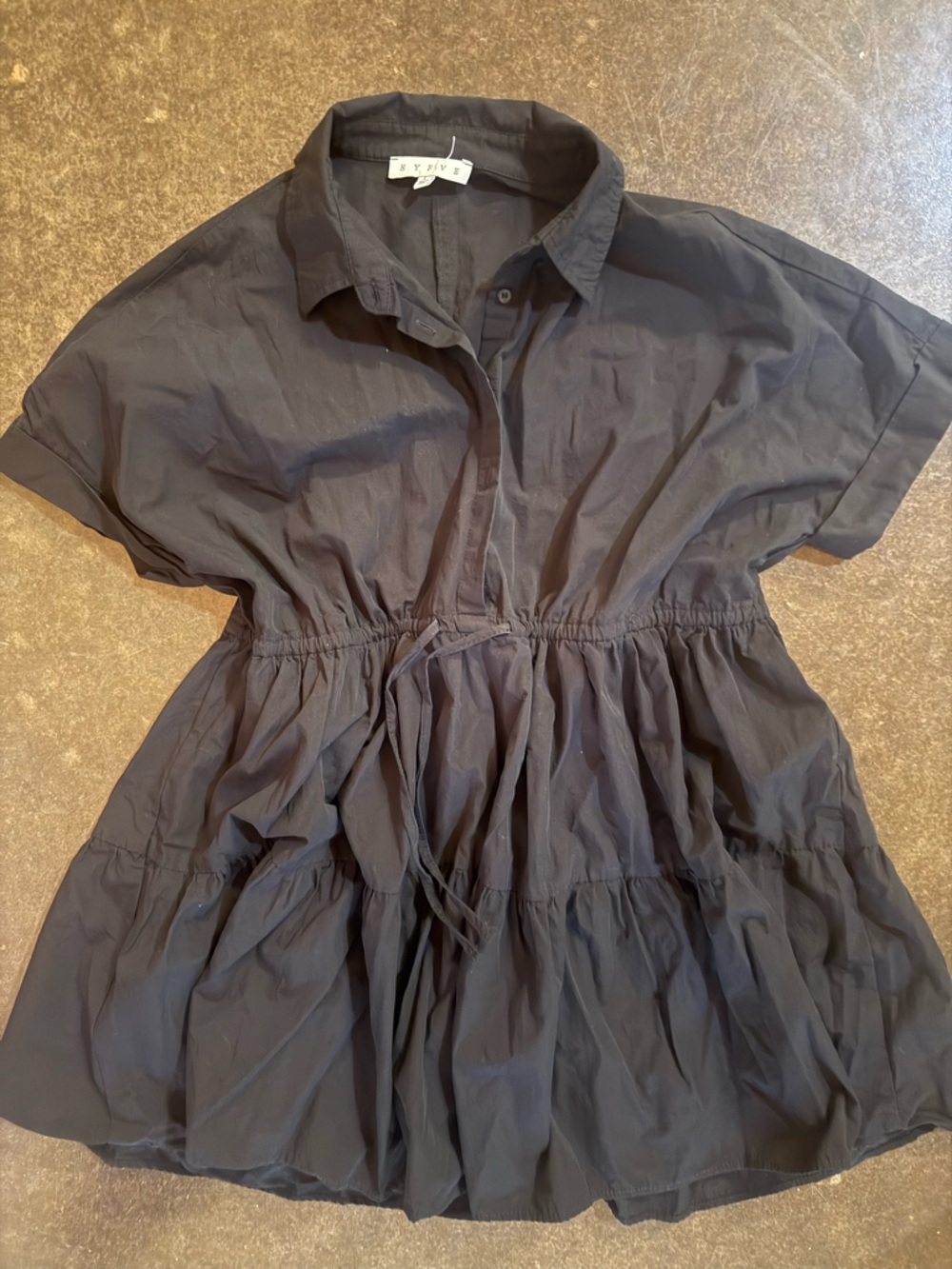 HYFVE Black Mini Dress with Gathered Waist